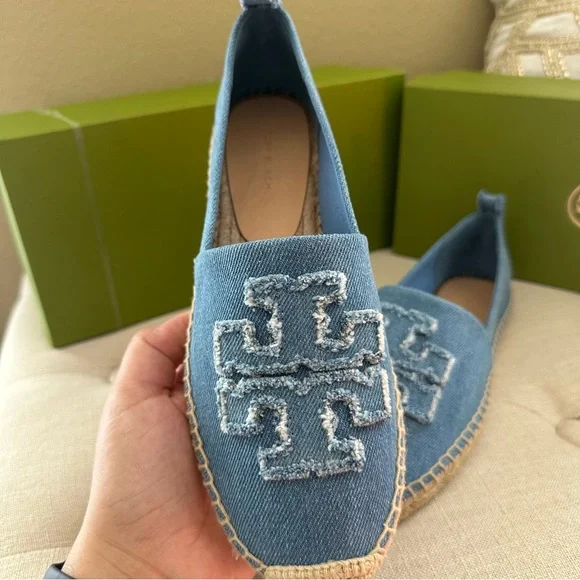 Tory Burch denim DOUBLE T ESPADRILLE shoes - Picture 5 of 10